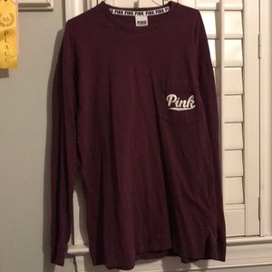 BURGUNDY VS PINK LONG SLEEVE T SHIRT